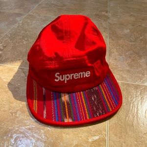 Supreme Guatemala red pattern fabric panel camp cap